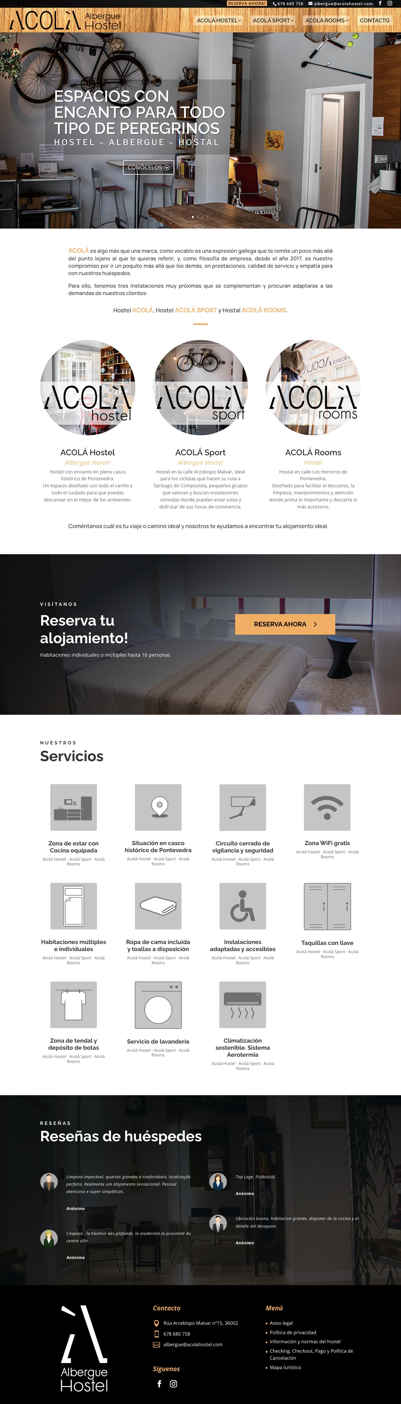 Captura web Acolá hostel realizada por Webloren 2.0 Soluciones Gráficas